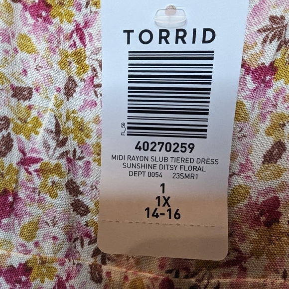 NWT Torrid Midi Rayon floral Tiered Dress, size 1x 14/16 - Picture 12 of 16